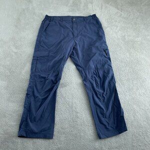 Nonwe Mens 34x27 Cargo Pants Blue Nylon Spandex Elastic Waist Outdoor Style 2296